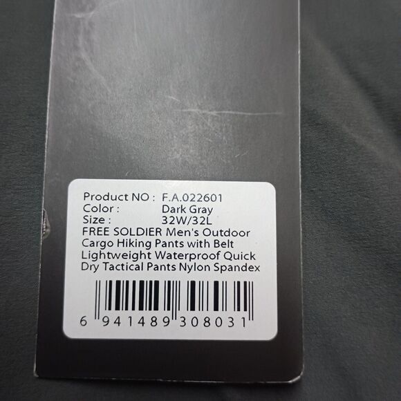 FREE SOLDIER Men's Outdoor Cargo Hiking Tactical Pants Dark Gray Size 32x32 - Picture 3 of 7